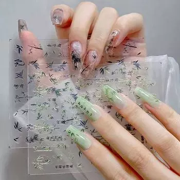 Бамбуковые наклейки для дизайна ногтей слайдеры журавлиные цветы китайский стиль традишн наклейки для дизайна ногтей татуировки украшения для маникюра своими руками салон 480