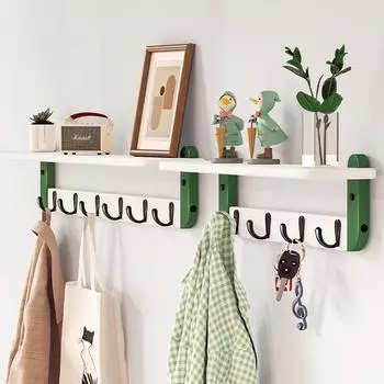 Бамбуковые настенные полки с вешалкой для одежды, держатель для хранения ключей и всякой всячины для украшения дома и организации