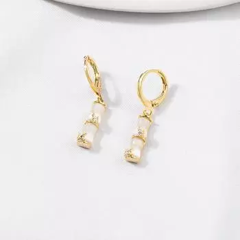 Бамбуковые серьги, модные маленькие опаловые бамбуковые серьги, китайский стиль, нишевые аксессуары ханьфу золотой