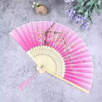 Бамбуковый антикварный складной веер в китайском стиле, летний женский танцевальный веер, портативный элегантный цветочный ручной веер, изысканные подарки A5