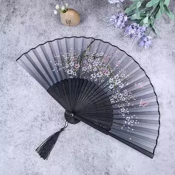 Бамбуковый антикварный складной веер в китайском стиле, летний женский танцевальный веер, портативный элегантный цветочный ручной веер, изысканные подарки
