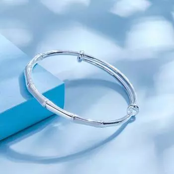Бамбуковый браслет из чистого серебра для женщин S999, полностью серебряный, новинка 2023 года, однотонный молодежный серебряный браслет, модный браслет Adjustable size