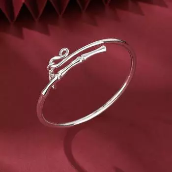 Бамбуковый браслет с газетой Ping An Серебряный браслет S999 Серебряный браслет с бамбуковым узлом для ног Женский молодой стиль Instagram Узел с высотным браслетом с открытием Adjustable size