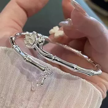 Бамбуковый браслет Женский молодежный бамбук Бао Бао Пинг Модный браслет с открытым лотосом