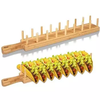 Бамбуковый деревянный держатель для тако, подставка для картофельных чипсов, кукурузных рулетов, полка, держатель для лепешек, поднос для буррито, подходит для домашней вечеринки, ресторана