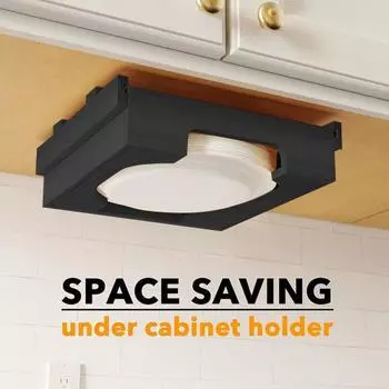 Бамбуковый держатель для бумажной тарелки, большая емкость под шкафом, 9-дюймовая одноразовая бумажная тарелка для торта, бамбуковый диспенсер, органайзер, стеллаж для хранения, кухонные принадлежности белый