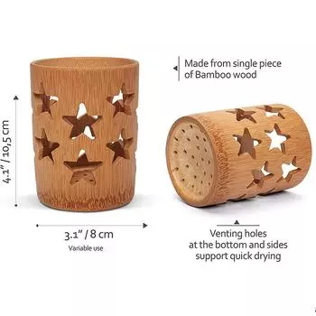 Бамбуковый держатель для зубной щетки для ванной комнаты, чашка для зубной щетки с дренажем, быстросохнущая чашка для ванной комнаты, держатель для зубной пасты, разлагаемая чашка