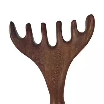 Бамбуковый гребень для массажа суставов и меридианов, сандаловое дерево, оленьи рога, широкий зуб 1Pcs