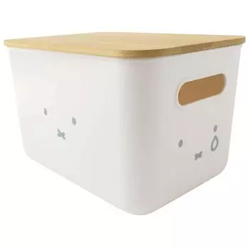 Бамбуковый контейнер для хранения Okato Miffy с крышкой, ширина 26 x высота x глубина см, размер M, складывается, 16,2 17,5 белый