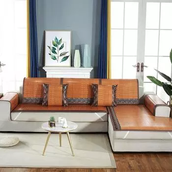 Бамбуковый коврик, диванная подушка, летний ледяной шелк, летний коврик, диванная подушка, бамбуковый коврик в китайском стиле, подушка из ротанга, подушка для стула 60*60