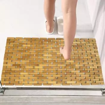 Бамбуковый коврик для ванной ручной работы, противоскользящий, толстый, простой, из натурального дерева, спа, кухонный коврик для душа, аксессуары для ванной комнаты 40x60cm
