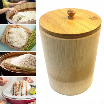 Бамбуковый ковш для приготовления риса, многофункциональный круглый деревянный контейнер для хранения пара, чаша for 3 People
