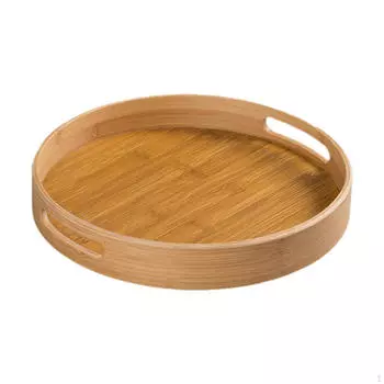 Бамбуковый круглый поднос для сервировки, блюда для хранения продуктов, многоцелевые закуски, завтраки и ужины 250x250x50mm