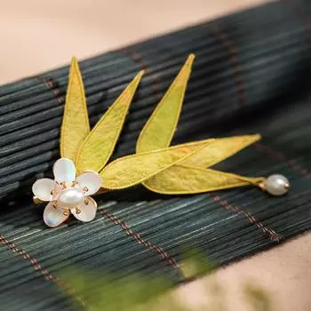 Бамбуковый лист Фланель Фланель Фланель Плоская брошь Ручная работа Ретро Чеонгсам Аксессуары Антикварный Простой Темперамент