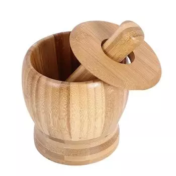 Бамбуковый набор пестика для ступки, банка для чеснока, деревянная шлифовальная машина, круглая гладкая ручная полировка, набор пестика для измельчения трав, специй, перца