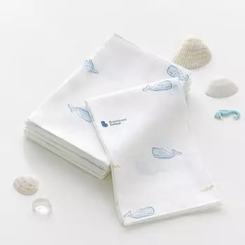 Бамбуковый носовой платок Bebe Signature Jungle Forest Baby с тиснением кита, 10 шт., корейские товары для детей