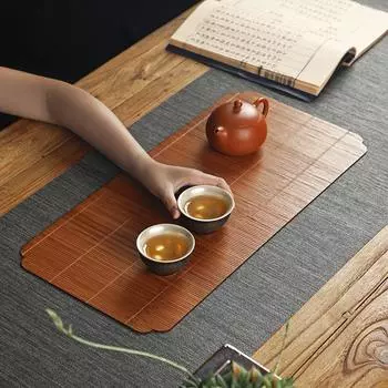 Бамбуковый плетеный лакированный чайный коврик китайский ретро-стол и флаговый чайный столик коврик двухсторонний подставка под приборы изолированный коврик