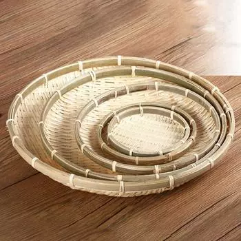 Бамбуковый плот ручной работы DIY плетеный круглый совок для мусора сито бамбуковый плот Декор украшения бамбуковая корзина