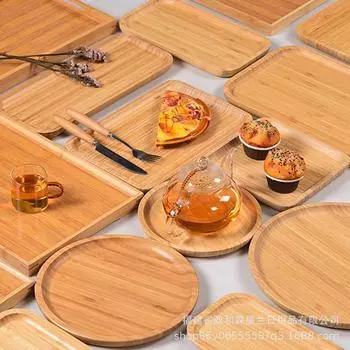 Бамбуковый поднос, бамбуковый поднос для чая, японский бамбуковый поднос, прямоугольный поднос для закусок, круглый чайный сервиз, поднос для фруктов, деревянные подносы