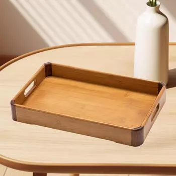 Бамбуковый поднос для сервировки чая, тарелка для еды, держатель для завтрака, блюдо для гостиной