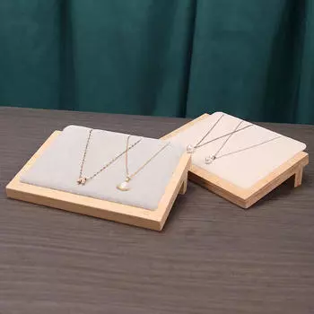 Бамбуковый поднос для ювелирных изделий, держатель для ожерелий, подставка для подвесок Small_Beige