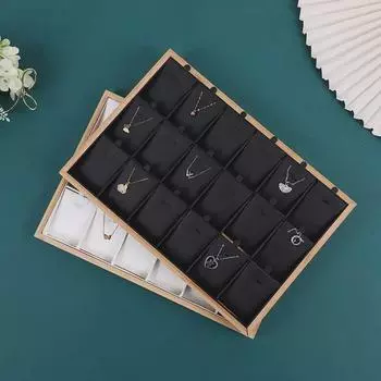 Бамбуковый поднос и подставка для ожерелий, браслетов, сережек и подвесок 35x24x3 cm