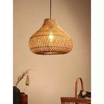 Бамбуковый подвесной светильник | Абажуры в стиле бохо | Тростниковый абажур | Абажур из ротанга | Бамбуковые подвесные светильники (Диаметр 33 см, высота 29 см.)