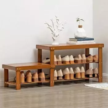 Бамбуковый простой табурет для пеленания обуви, пуф, скамейка, подушка для сиденья, детский пуф для ног, полка, входная дверь, мебель для прихожей
