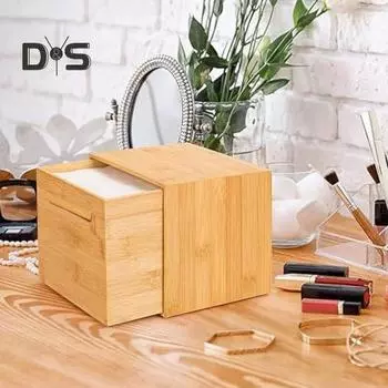 Бамбуковый ящик для хранения с выдвижным ящиком. Прочное одноразовое полотенце из дерева в деревенском стиле. Салфетка для лица. Крем для рук. Закуски. Ключи. Настольный органайзер. Чехол-контейнер. жёлтый