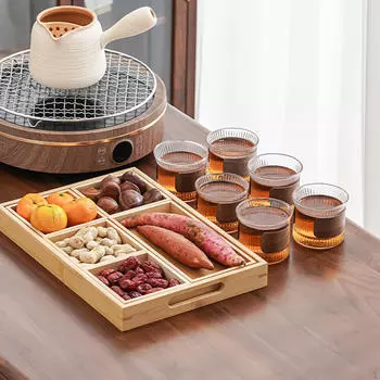 Бамбуковый сервировочный поднос, тарелка для кофе, чая, декоративные подарки на новоселье, подносы для еды, ужина S