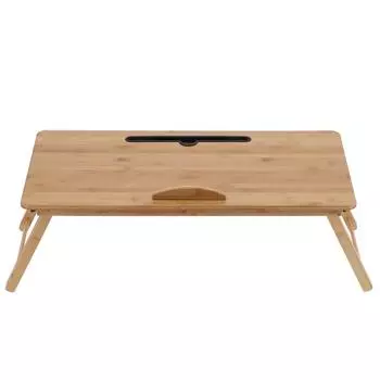 Бамбуковый складной стол для ноутбука, кровать, рабочий стол с ящиком для хранения карт и планшетом для домашнего использования белый