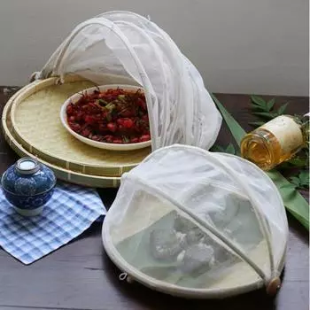 Бамбуковый совок для мусора с выдвижной сетчатой крышкой, плетеная вручную палатка для еды, корзина для хлеба, корзина с фруктами, кухонный инструмент M