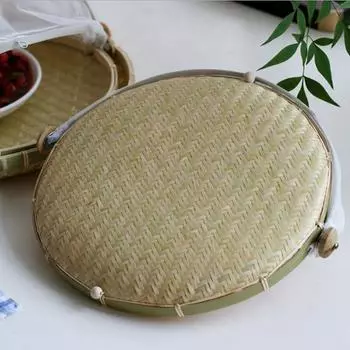 Бамбуковый совок для мусора с выдвижной сетчатой крышкой, плетеная вручную палатка для еды, корзина для хлеба, корзина с фруктами, кухонный инструмент M