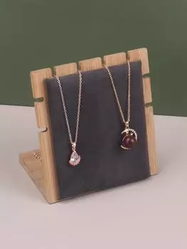 Бамбуковый стенд для ювелирных изделий, стенд для ожерелий, деревянный мольберт для нескольких ожерелий, витрина, держатель для ожерелий зелёный