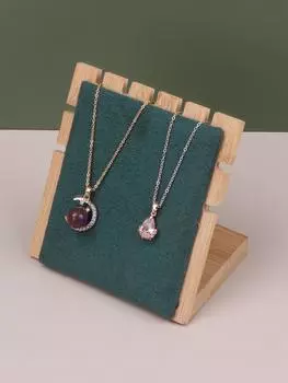 Бамбуковый стенд для ювелирных изделий, стенд для ожерелий, деревянный мольберт для нескольких ожерелий, витрина, держатель для ожерелий зелёный