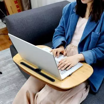 Бамбуковый столик Yousheng с подушкой, противоскользящими заглушками, складной столик для ноутбука и планшета, прочная натуральная бамбуковая поверхность, поднос для кровати A