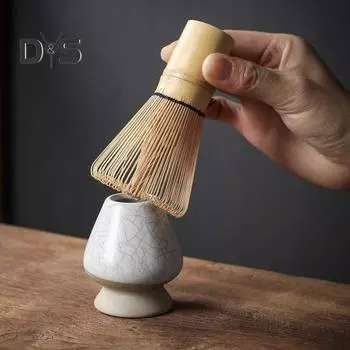 Бамбуковый венчик для матча, 100 зубцов, ручная работа, щетка Часен для зеленого чая матча, без краски, держатель для венчика, кухонный гаджет, подарок A