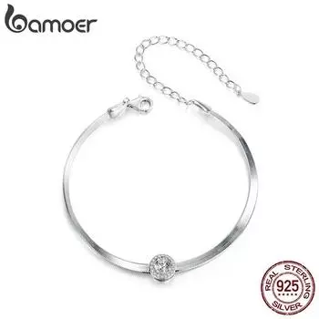 Bamoer 0,5 карат муассанит Halo кулон ожерелье изысканное серебро 925 пробы змея цепочка для женщин свадебные ювелирные украшения подарок MSB011