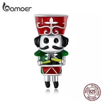 BAMOER 100% настоящее серебро 925 пробы, бусина Почетного караула, подвеска с уникальным мастерством, подходит для оригинального браслета, рождественские украшения, подарок на фестиваль