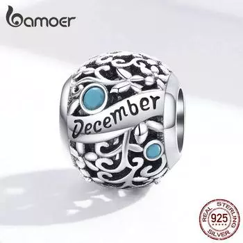 BAMOER 100% настоящие бусины из стерлингового серебра 925 пробы, оригинальный браслет, новый кулон, браслет, ювелирные изделия January