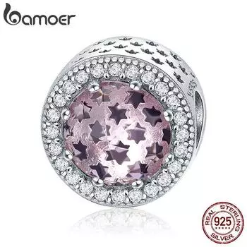 BAMOER, 100% стерлинговое серебро 925 пробы, сверкающие звезды, ослепительные бусины с цирконами, подходят для женщин, браслет и ожерелье SCC731