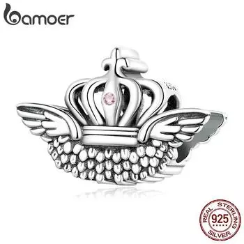 BAMOER 100% стерлингового серебра 925 пробы, нежная подвеска-корона, подходит для женщин, оригинальный браслет и браслет, подвеска в виде вина, изготовление ювелирных изделий своими руками