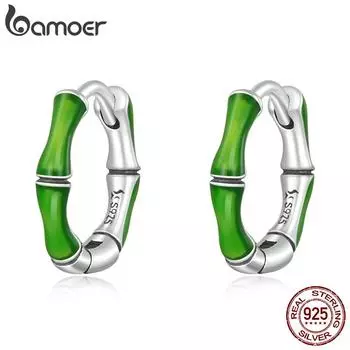 BAMOER 100% стерлингового серебра 925 пробы, серьги-гвоздики, винтажные бамбуковые маленькие пряжки для ушей для женщин, свадебные украшения 925 silver