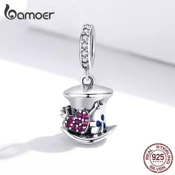 BAMOER 100% стерлингового серебра 925 пробы Волшебная шляпа Подвески цирконовые бусины подходят к оригинальному браслету-подвеске 925 silver