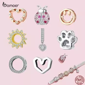 BAMOER 10 стилей Аутентичные стерлингового серебра 925 пробы Браслеты-подвески для отражений DIY Ювелирные изделия для девочек