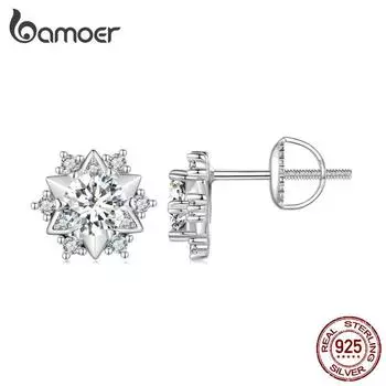 BAMOER 1,0 CT D Цвет VVS1 EX серьги-гвоздики с муассанитом, серьги из стерлингового серебра 925 пробы для женщин, свадебный подарок, ювелирные украшения 925 silver