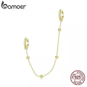 BAMOER 1 шт. Гипоаллергенная шпилька из стерлингового серебра 925 пробы, простой зажим для ушей золотой