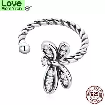 Bamoer 1 шт. Винтажный 925 пробы серебряный стрекоза кафф для женщин ушной клипса новый модный простой стиль комплект ювелирных изделий подарок дружбе