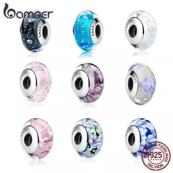 BAMOER 32 стиля стерлингового серебра 925 шипучие бусины из муранского стекла подходят к оригинальному браслету с подвесками Z036