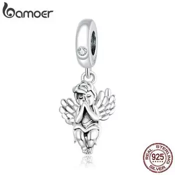 BAMOER 925 пробы серебро маленький ангел металлический шарм подходит оригинальный браслет DIY ювелирные изделия 925 silver